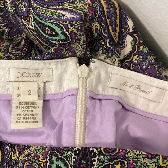 J.CREW purple multicolor paisley No.2 pencil skirt 2 - Picture 7 of 8